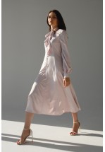 Сукня міді з ніжного атласу з шарфом