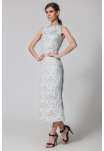 Жаккардова сукня міді