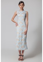 Жаккардова сукня міді