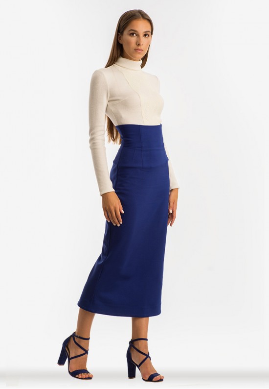 Спідниця міді синього кольору