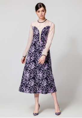 Вечірня сукня міді з жаккарду