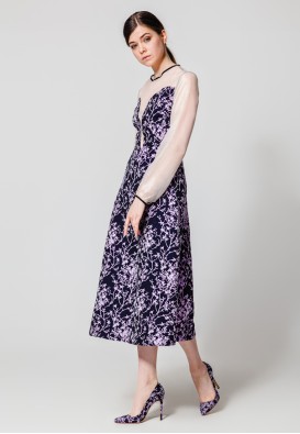 Вечірня сукня міді з жаккарду