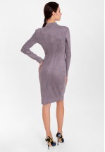 Сіра ділова сукня з екозамші