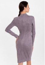 Сіра ділова сукня з екозамші