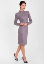 Сіра ділова сукня з екозамші