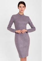 Сіра ділова сукня з екозамші