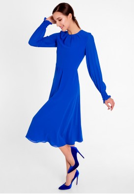 Синя шифонова сукня міді