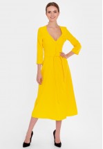 Жовта сукня міді на запах