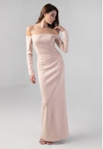 Вечірня нюдова сукня з відкритими плечима
