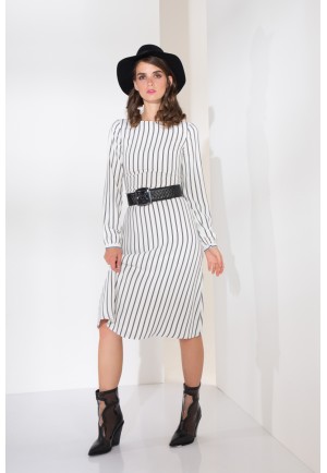 Стильна сукня міді у смужку