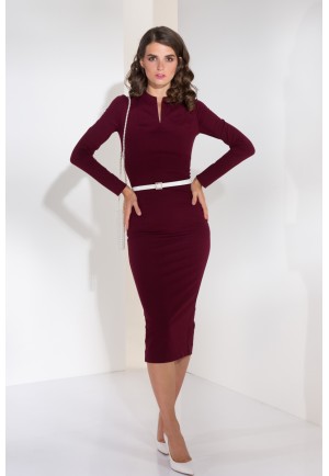 Трикотажна сукня міді в бордовому кольорі