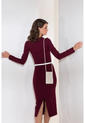 Трикотажна сукня міді в бордовому кольорі