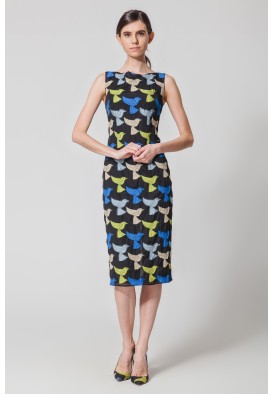 Сукня жаккардова міді з принтом
