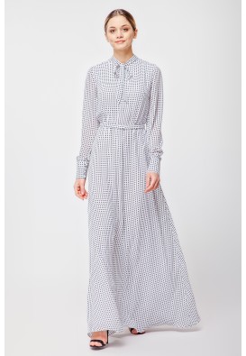 Шифоновое молочное платье в пол