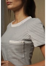 Сукня міді з принтом "п'є де пуль" пастельно-блакитний