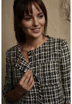 Твідовий кроп-жакет з бахромою 