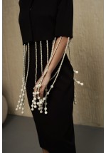 Ексклюзивний чорний жакет з перлинними ланцюжками