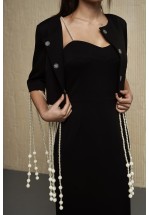 Ексклюзивний чорний жакет з перлинними ланцюжками