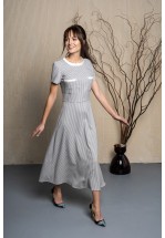 Сукня міді з принтом "п'є де пуль" пастельно-блакитний