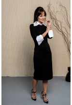 Чорна сукня зі зʼємними манжетами та коміром