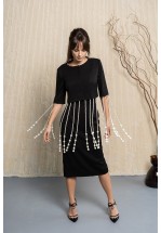 Ексклюзивний чорний жакет з перлинними ланцюжками