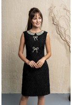 Сукня чорна з перлинними бантиками та коміром