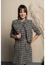 Твідовий кроп-жакет з бахромою 