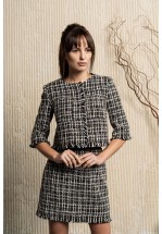 Твідова спідниця міні з бахромою 