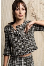 Твідова спідниця міні з бахромою 