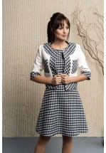 Сукня міді з принтом графітовий "п'є де пуль"