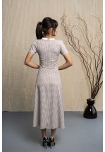 Сукня міді з принтом "п'є де пуль" пастельно-бузковий