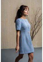 Блакитна сукня міні з перлинними бантиками