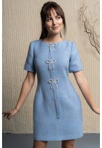 Блакитна сукня міні з перлинними бантиками