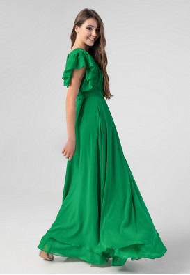 Зеленое вечернее платье в пол