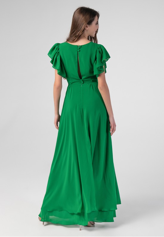 Зеленое вечернее платье в пол