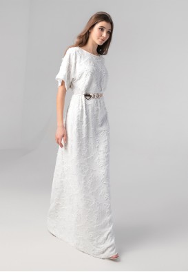 Шелковое белое платье в пол