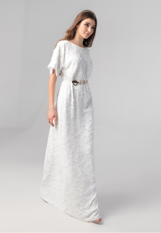 Шелковое белое платье в пол