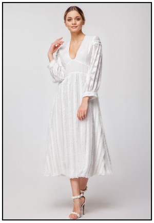 Біла ніжна сукня міді з ексклюзивноної колекції