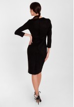 Чорна ділова сукня з екозамші