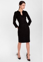 Чорна ділова сукня з екозамші