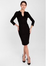 Чорна ділова сукня з екозамші