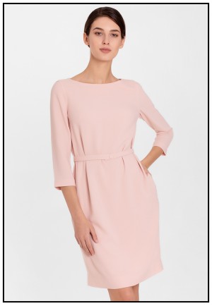 Ділова сукня міні в пудровому кольорі
