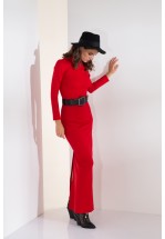 Довга трикотажна сукня червоного кольору