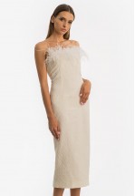 Ексклюзивна біла сукня зі страусиним пір'ям