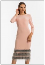 Елегантна сукня міді з хутряним манжетом по подолу