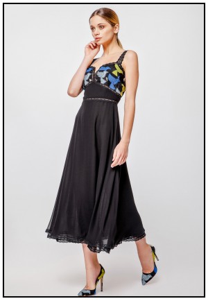 Элегантный сарафан миди чёрного цвета