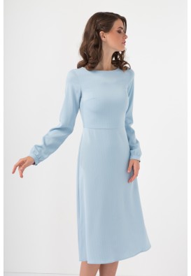 Блакитна сукня міді у смужку