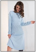 Блакитна сукня міді у смужку