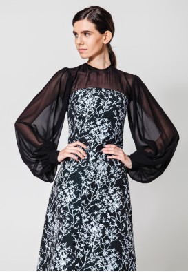 Коктейльна сукня міді з жаккарду