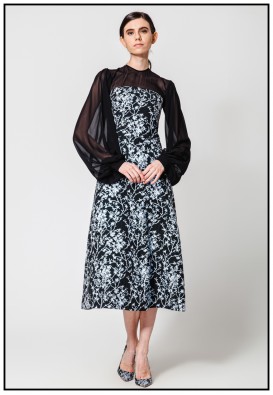 Коктейльна сукня міді з жаккарду